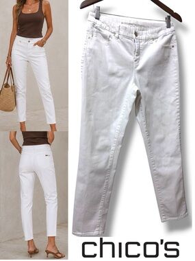 Chico's | NWOT White Cropped Slimming Girlfriend Ankle Jeans ( Size 1 / US 8)